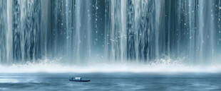 蓝色瀑布背景图