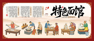 特色面馆  装饰图   手工画