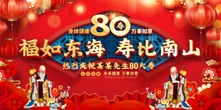 80大寿喜庆背景展板