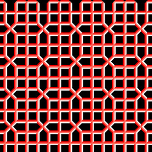 中式红黑几何窗格图案