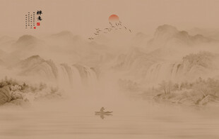 意境水墨山水画