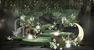 梦幻绿色系婚礼场景布置