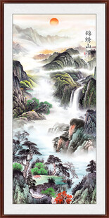 流水生财挂画山水画