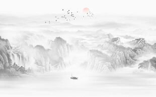 新中式水墨山水画
