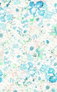 清新蓝绿水彩花卉纹理