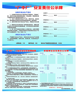 厂中厂安全责任公示牌