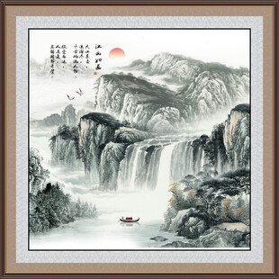 八方来财山水画