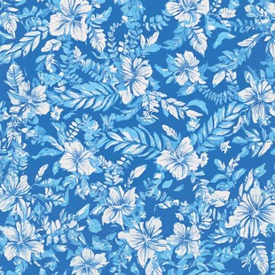 蓝白花卉图案布料纹理