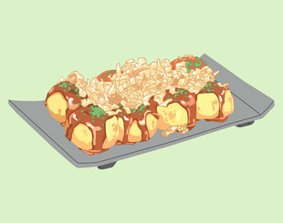 美味章鱼小丸子装盘展示