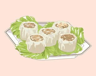 糯米烧麦摆盘展示