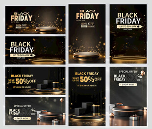 黑色星期五黑金亚马逊海报