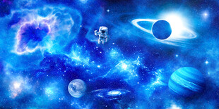 蓝色星球太空宇航员宇宙漩涡背景