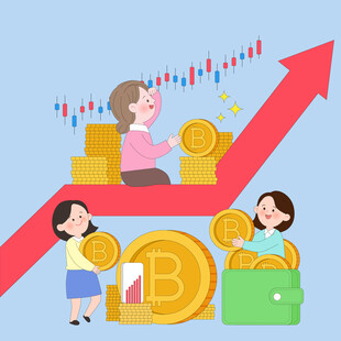 虚拟货币投资增长赚钱财商插画