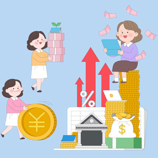 金融投资理财资产增长盈利插画