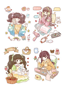可爱少女日常插画场景