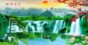 瀑布风景画
