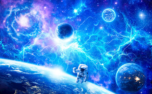 银河闪电外太空星球宇宙星空背景