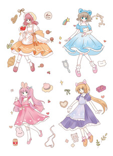 可爱少女动漫角色插画