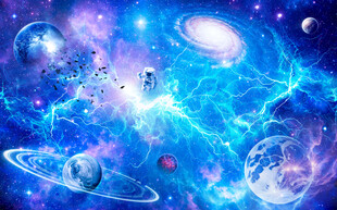 梦幻闪电星球外太空宇宙星空背景