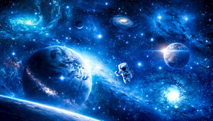 蓝色星球外太空黑洞宇宙星空背景