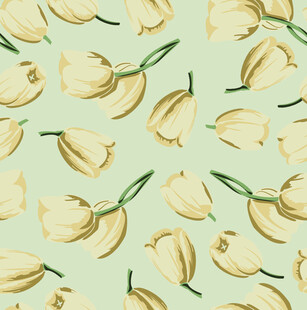 淡黄花叶无缝图案背景