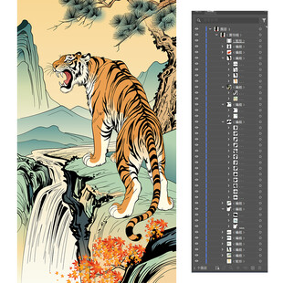 传统国画猛虎图