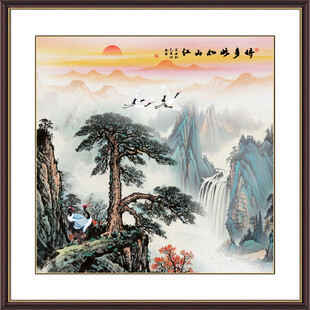 圆形山水画小品