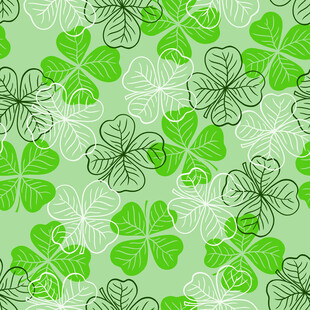 绿色三叶草无缝花纹背景