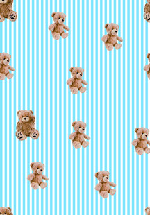 蓝底条纹小熊图案