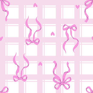粉色蝴蝶结方格背景图案