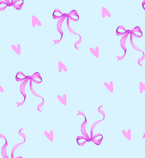 粉色蝴蝶结爱心图案背景