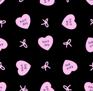 粉色爱心蝴蝶结黑色背景图