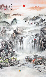 竖幅玄关山水画