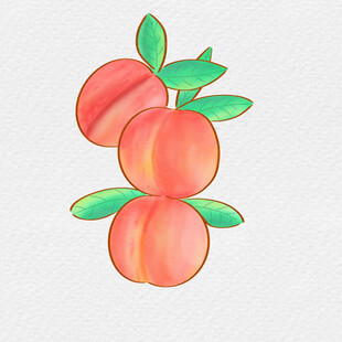 手绘鲜嫩桃子插画