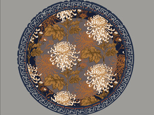 中式古典花卉纹圆形图案