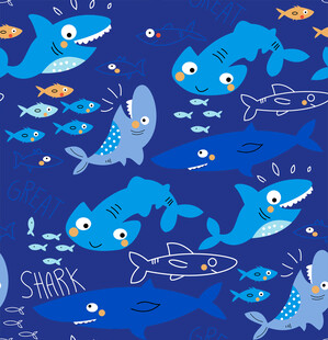 蓝色海洋鲨鱼鱼类图案