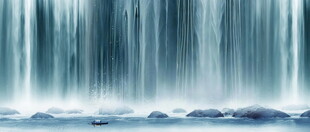 高山流水瀑布山水图