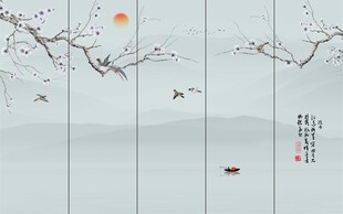 中式花鸟背景墙