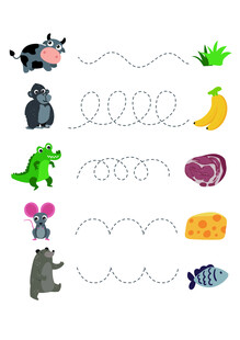 动物与食物配对连线素材