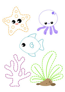 海洋生物卡通图案集合