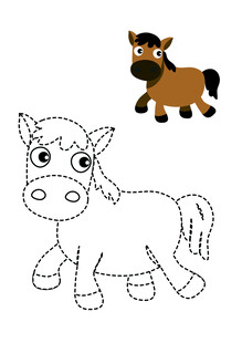 可爱小马简笔画与彩图