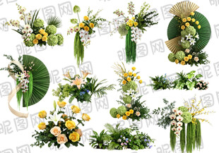 绿色美陈布置花卉素材