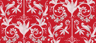 红色花卉图案纹理背景
