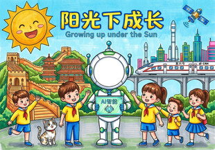 阳光下的儿童欢乐成长