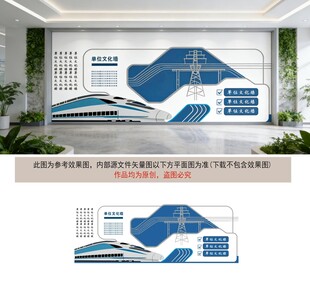 科技风铁路企业文化墙设计