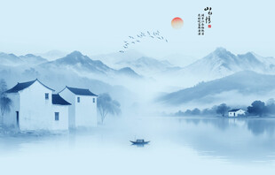 中国风水墨江南背景图