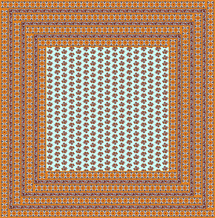 橙色印花方形丝巾