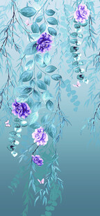 梦幻蓝紫色垂挂花卉图案