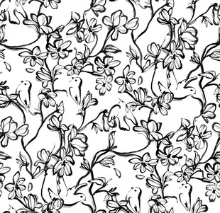 黑白花卉图案纹理背景