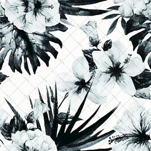 黑白花卉图案